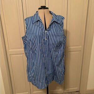 Lauren Ralph Lauren Blue and White Striped Tank Top